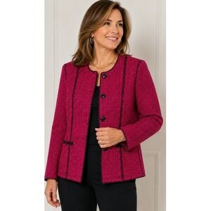 Anne Crimmins for Umi Collections Silk Tweed Blazer Magenta Black Jacket 16